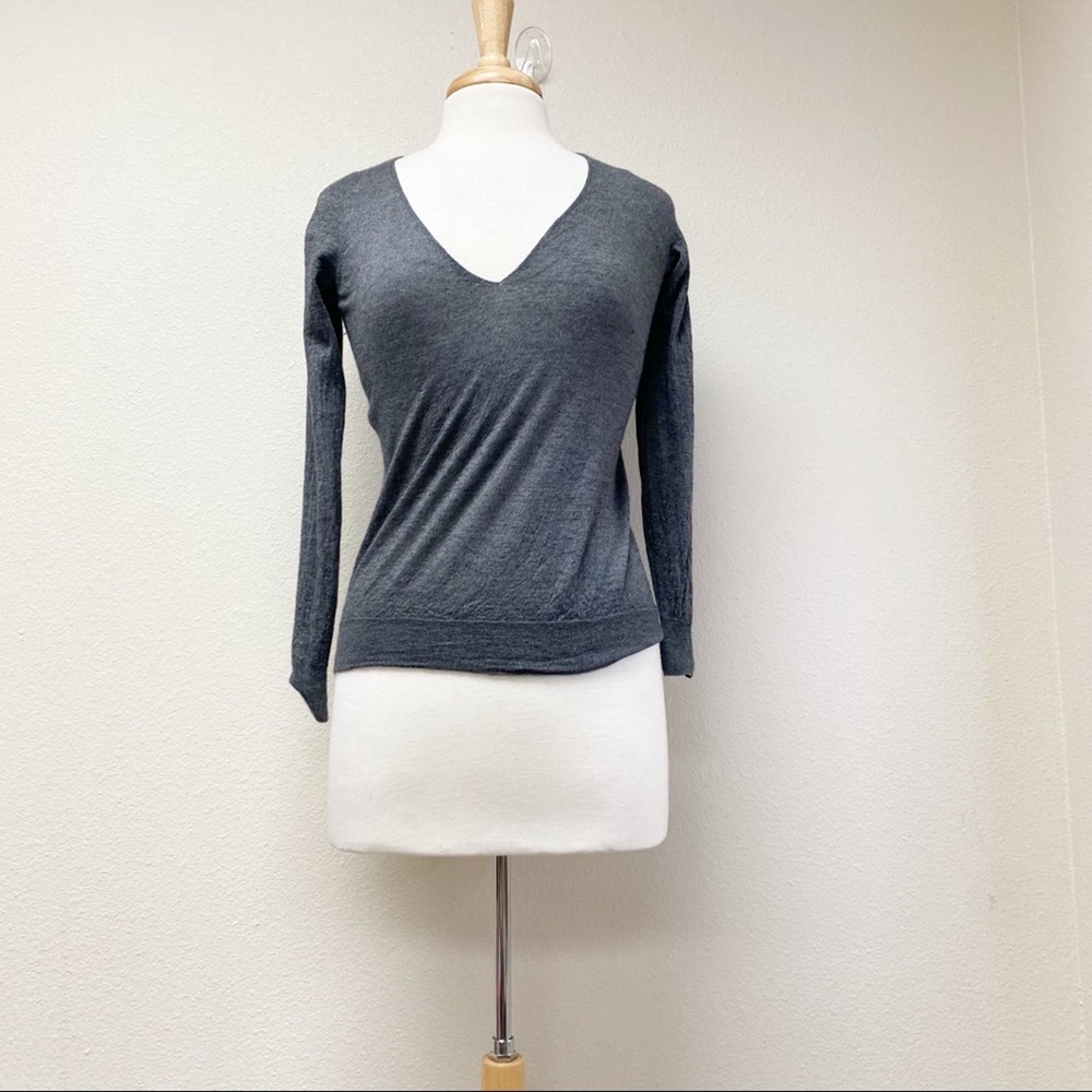 Women's Charcoal V-Neck Lightweight Sweater